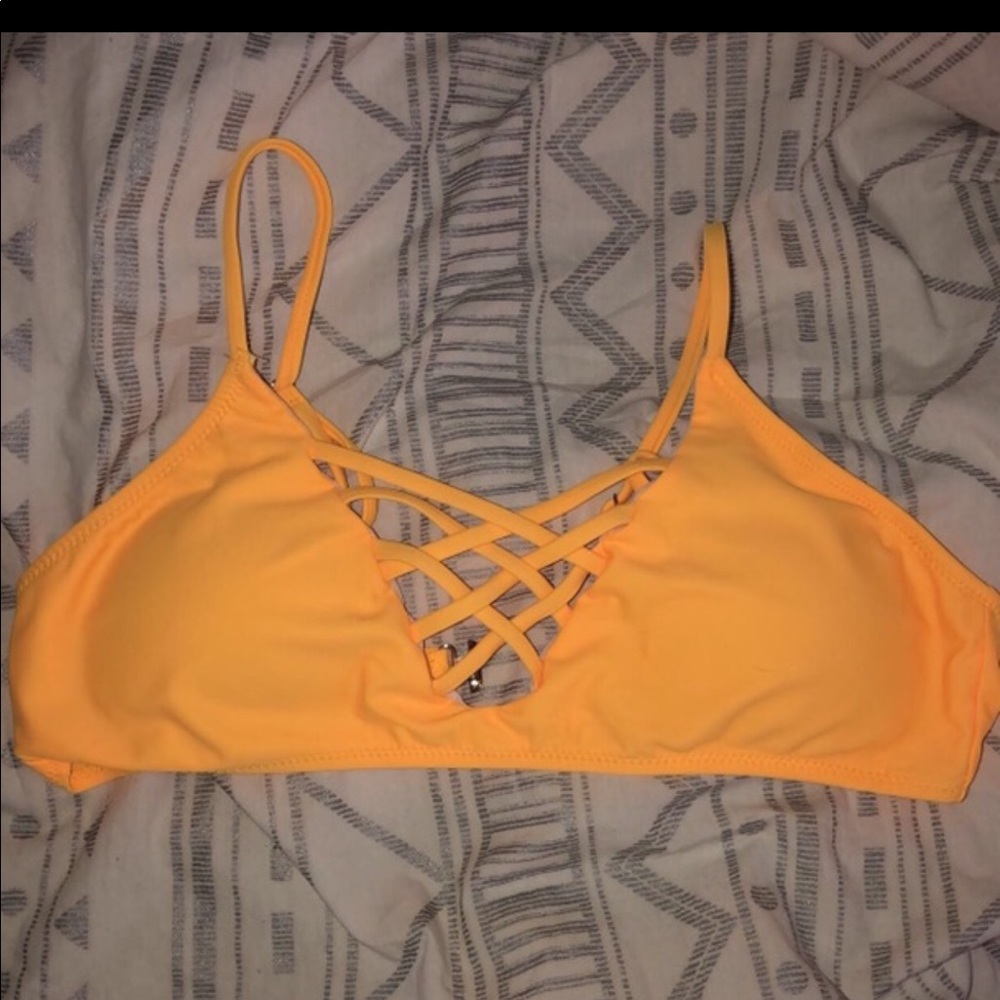 yellow strappy bikini top